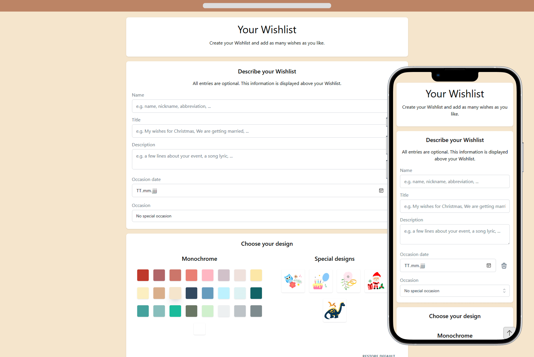 How to add details to your Wishlist