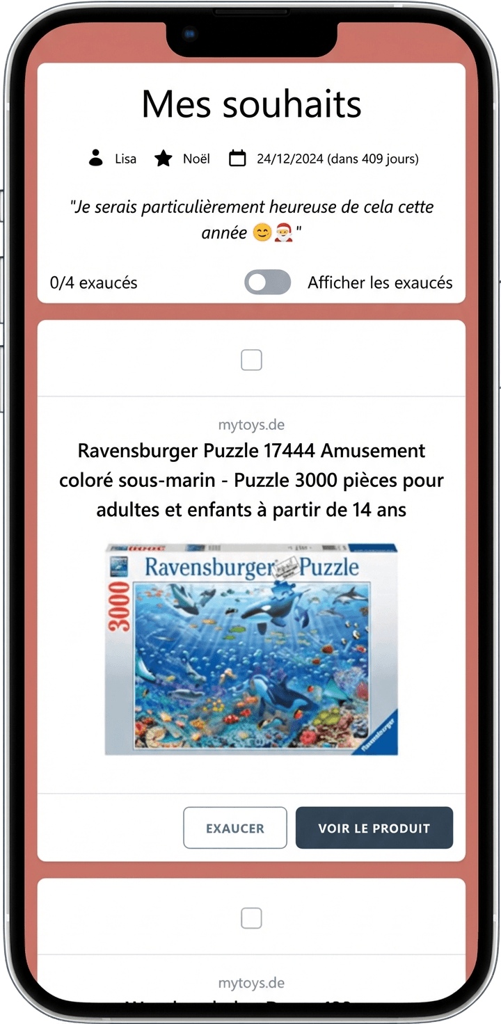 Voici à quoi ressemble votre liste de souhaits terminée