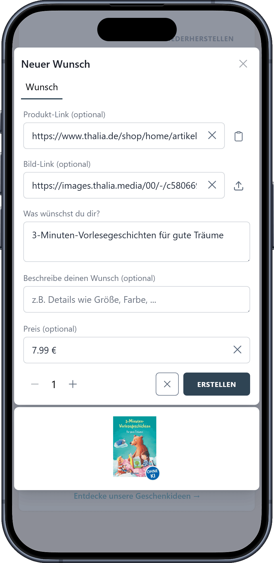 So fügst du Wünsche zu deinem Wunschzettel hinzu