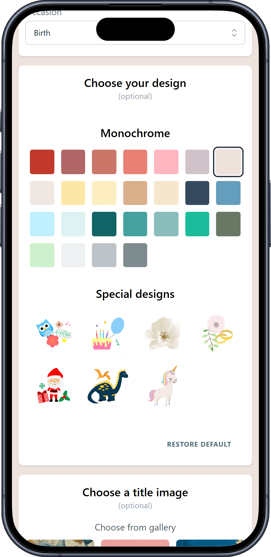 The designs you can pick for your wishlist