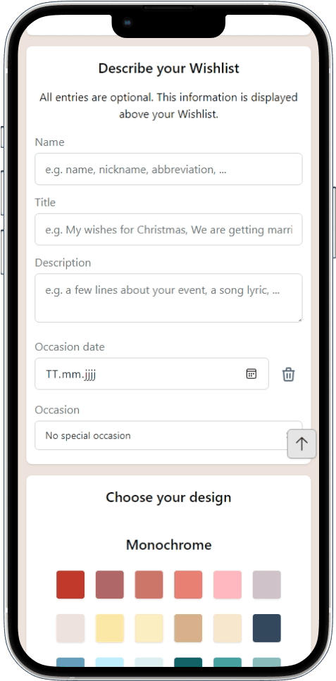 How to add details to your Wishlist