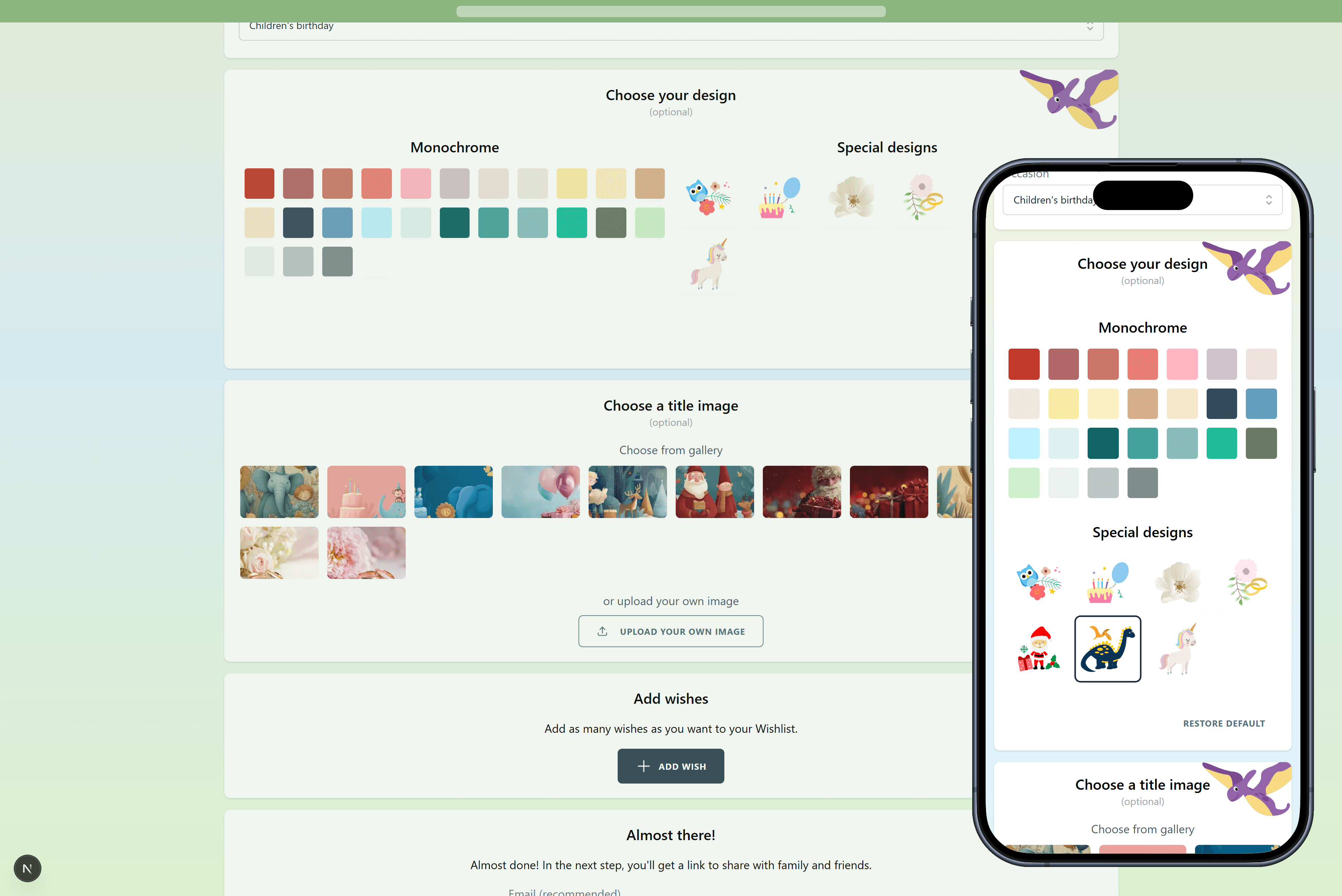 The designs you can pick for your wishlist