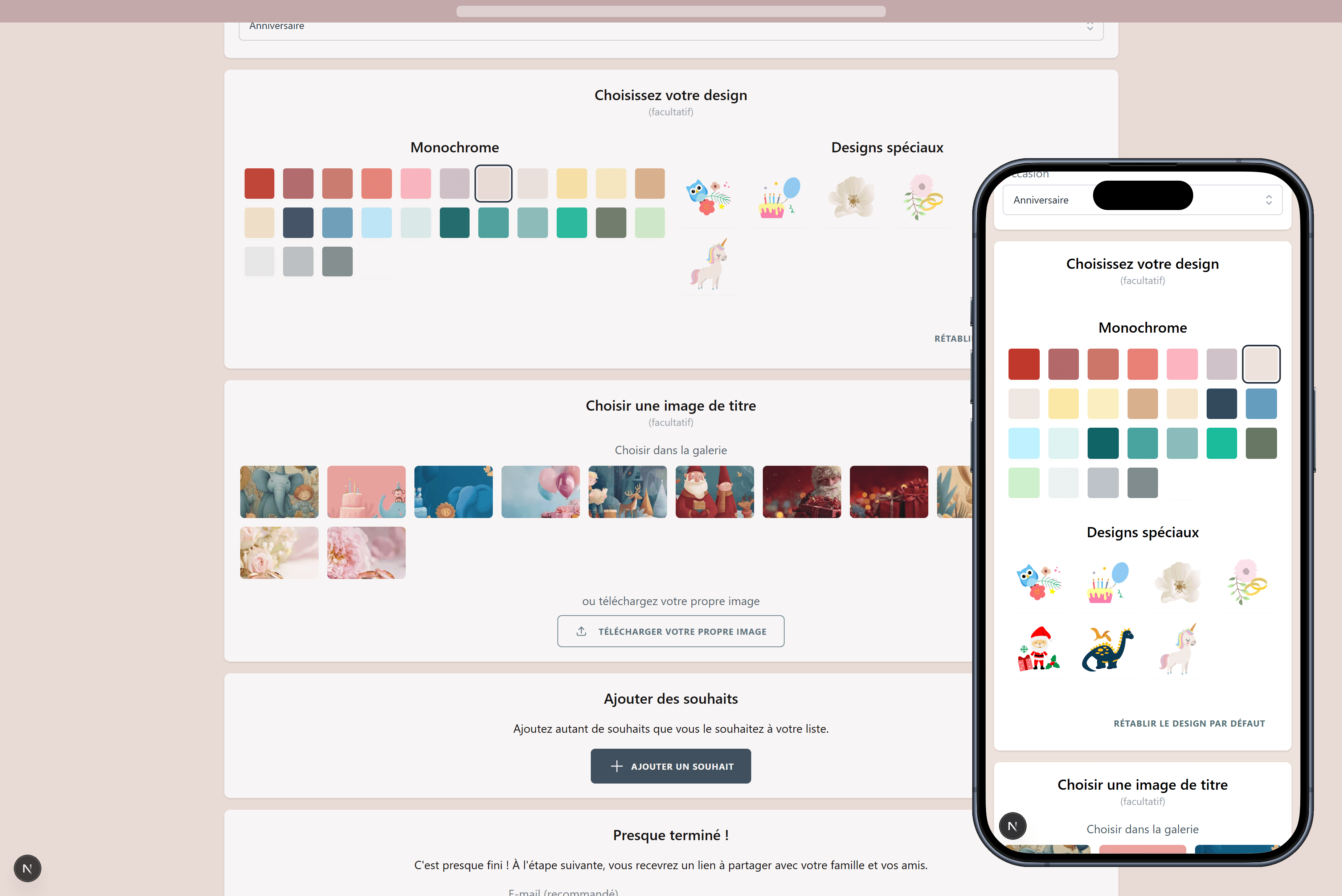 Les designs que vous pouvez choisir pour votre liste