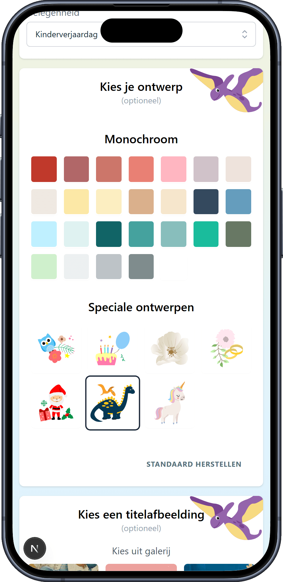 De ontwerpen die je voor je verlanglijst kunt kiezen